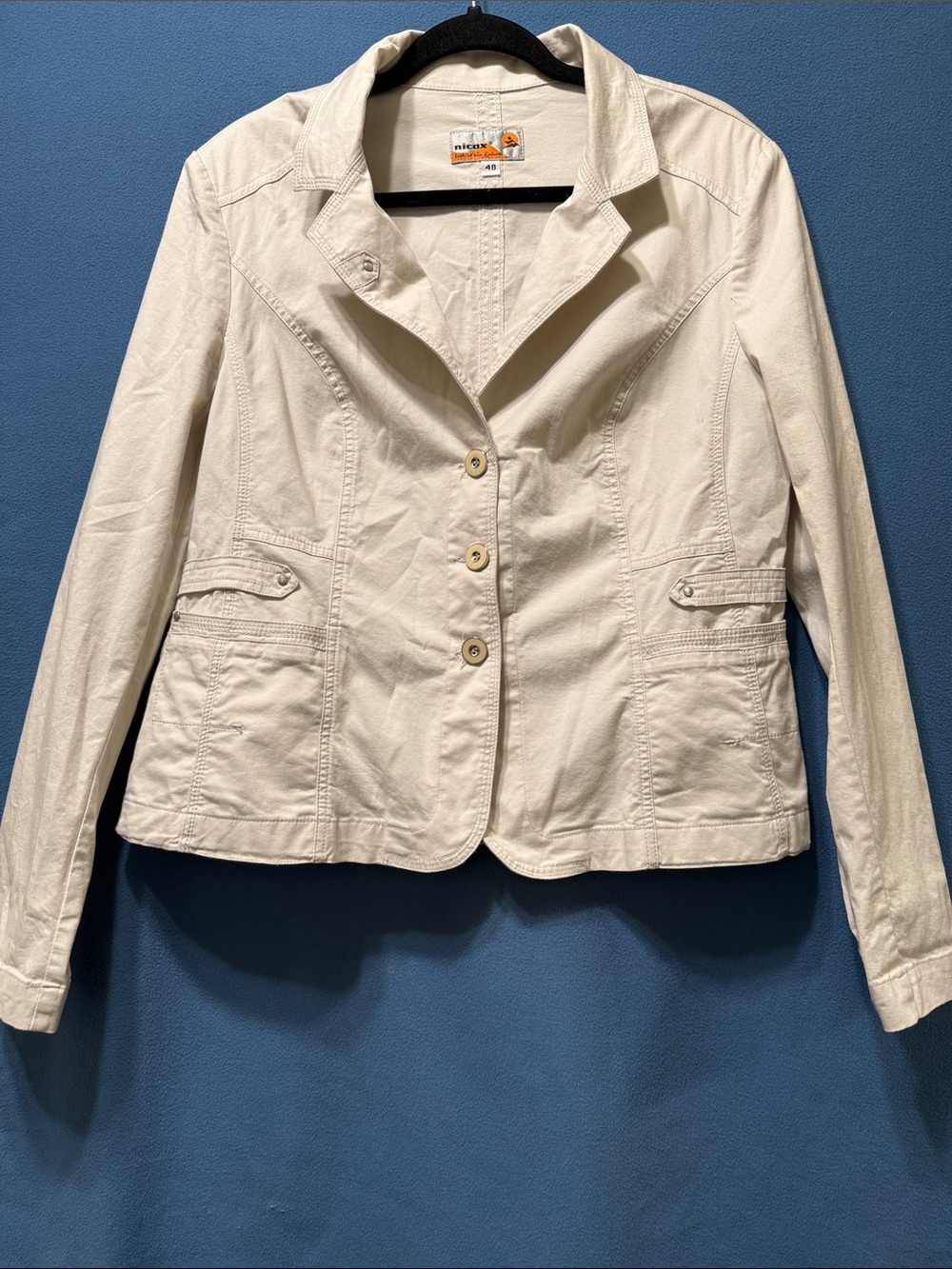 Casual Women's Cream Button-Front Blazer Jacket by Nicox